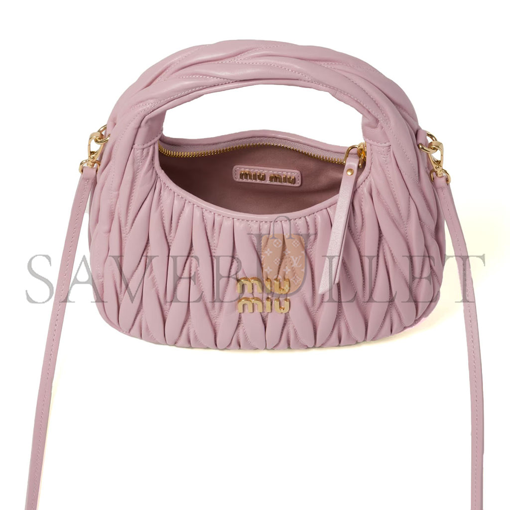 MIU MIU WANDER MATELASSÉ NAPPA LEATHER HOBO BAG 5BC125 (20*17*6cm)